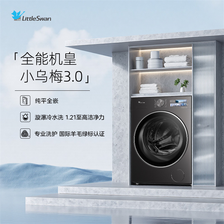 小天鹅小乌梅3.0 10KG滚筒洗衣机  全能机皇超微除菌气泡水 TG10DE40